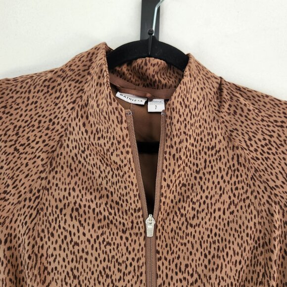 Athleta Salutation Jacket Leopard Print Full Sleeve Stretch Athletic Workout S - Picture 4 of 12